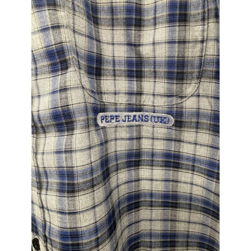 Pepe Jeans London W11-73 Mens Embroidered Button Down Plaid Shirt LG VTG 90s EUC - Picture 3 of 8